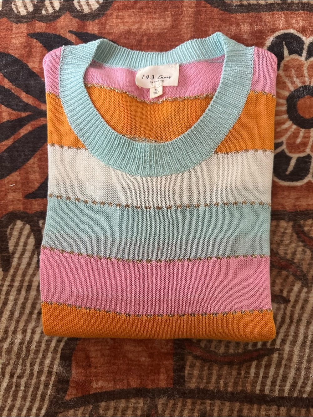 1.4.3. Story by Line Up Pastel Striped Knit Sweater - Mint, Pink, Orange, Cream